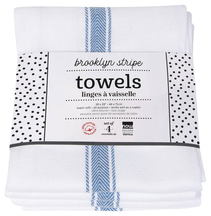 Brooklyn Stripe Delft Blue Dishtowels Set of 4