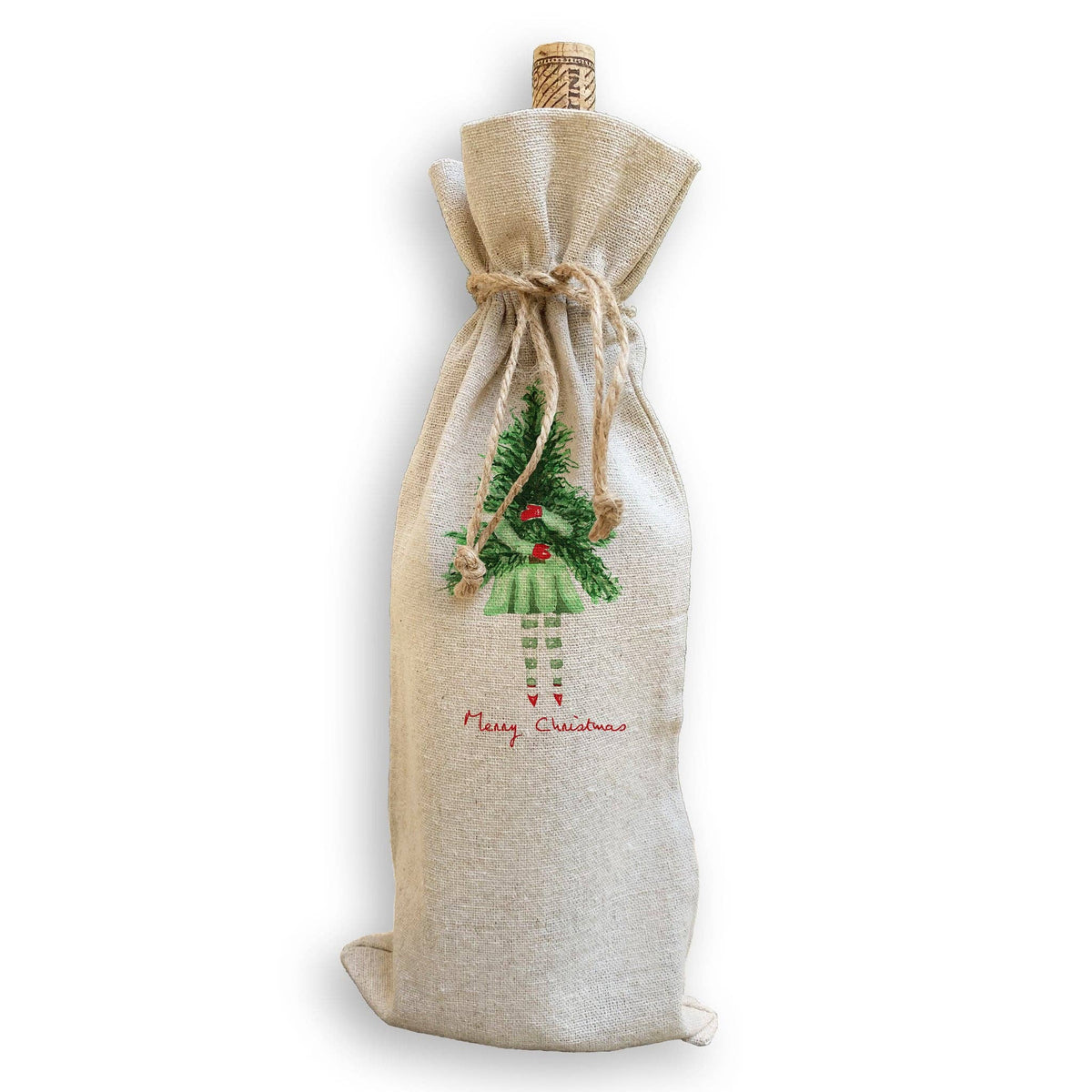 Lady with Christmas Tree: Dishtowel / Keep Words / -