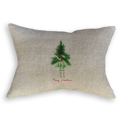 Lady with Christmas Tree: Dishtowel / Keep Words / -