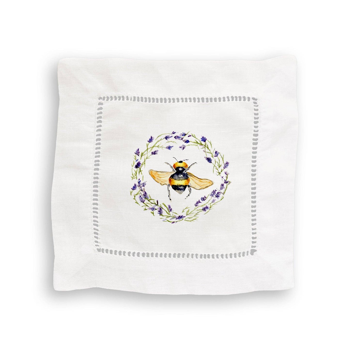 Bee with Lavender Wreath: Dishtowel / -