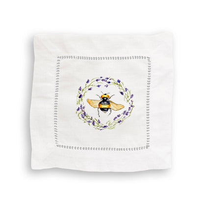 Bee with Lavender Wreath: Dishtowel / -