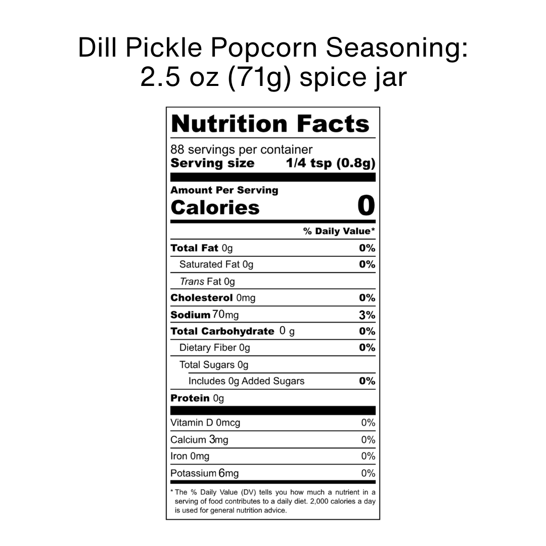 Popcorn Seasoning | Dill Pickle | Spice Shaker Jar