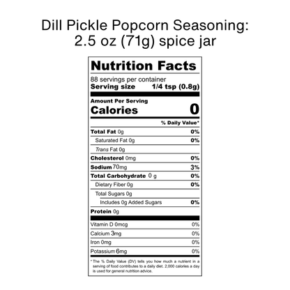 Popcorn Seasoning | Dill Pickle | Spice Shaker Jar