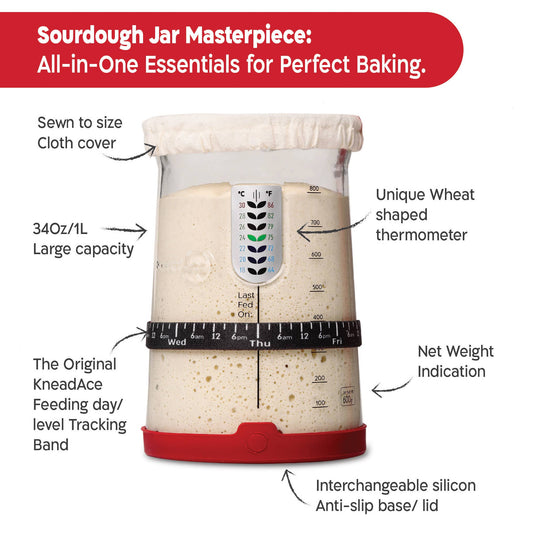 KneadAce® PRO  34 Oz Sourdough Starter Jar: Single Pack