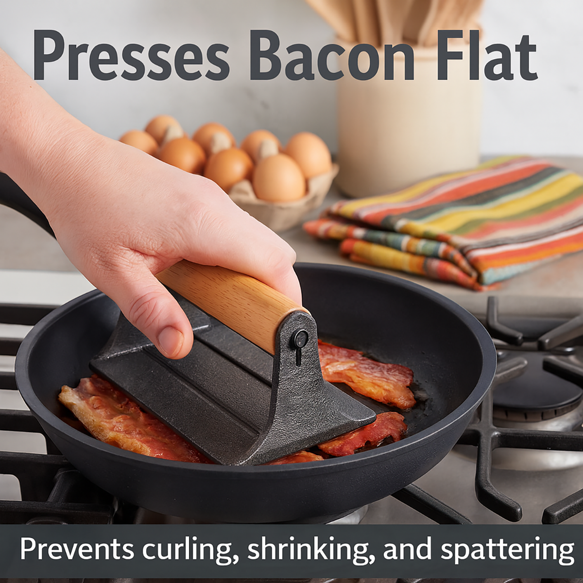HIC Kitchen Bacon Press And Steak Weight: Square