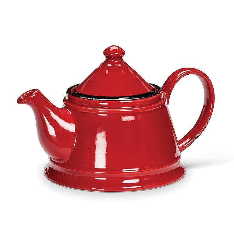 Enamel Look Teapot, 9"L (32oz) - 1045: Red